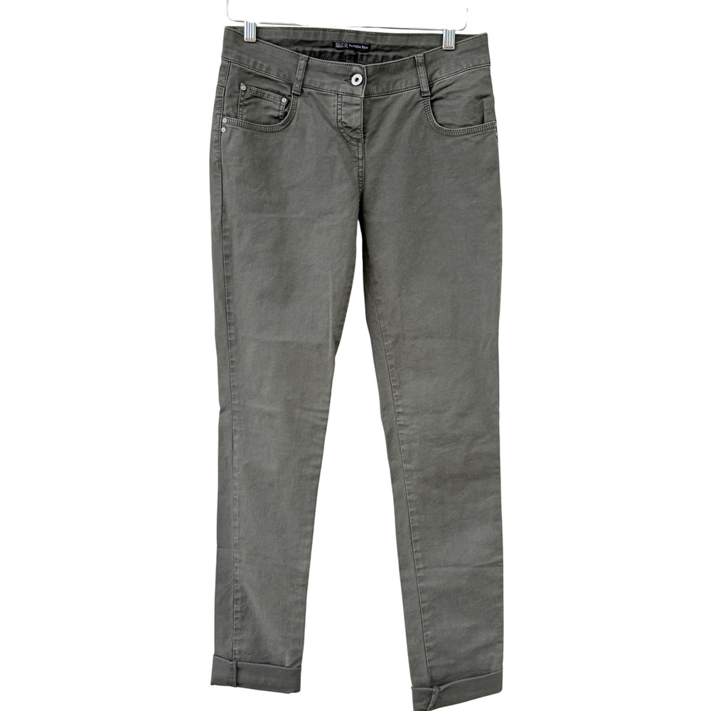 Patrizia‎ Pepe Jeans Womens 28 Skinny Pants Green Denim Low Rise Italy Cuffed